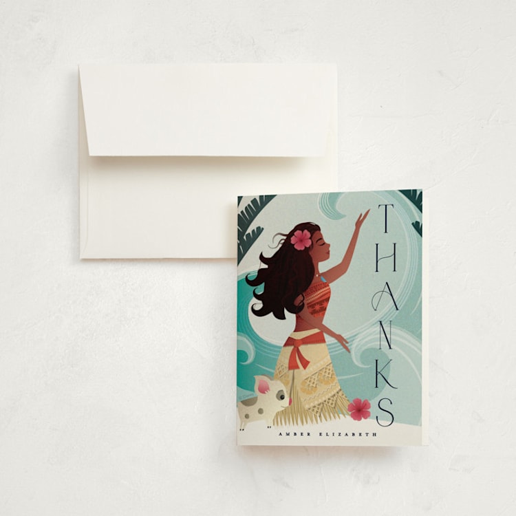 "Disney's Moana of Motunui" - Children's Birthday Party Thank You Cards in Ocean by Ana de Sousa - Front