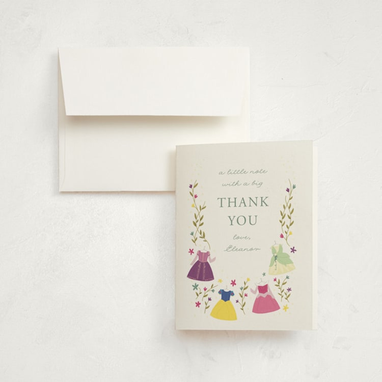 "Disney Princess Party" - Children's Birthday Party Thank You Cards in Silk by JeAnna Casper - Front