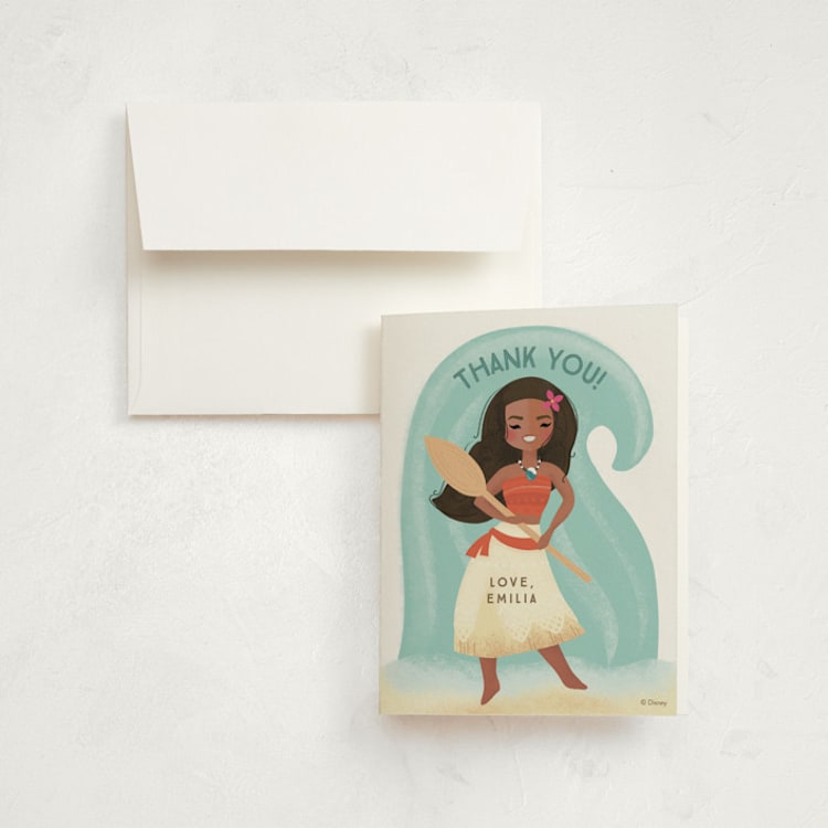 "Disney's Moana Make Way, Make Way" - Children's Birthday Party Thank You Cards in Shell by Itsy Belle Studio - Front