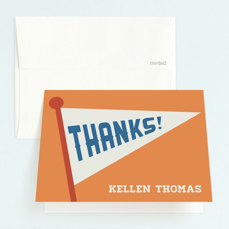 "Game Day" - Children's Birthday Party Thank You Cards in Navy by Jessie Steury - Front