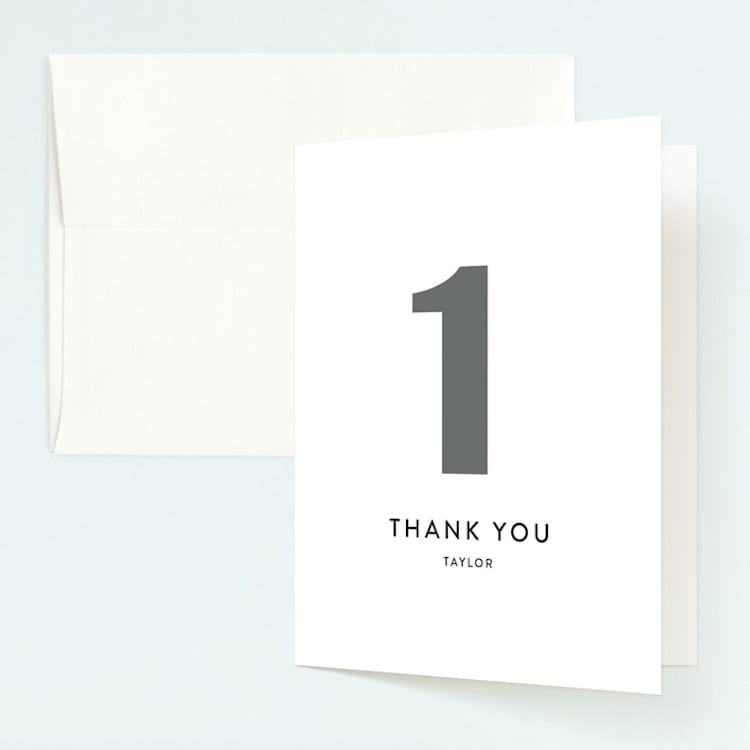 "My Age" - Children's Birthday Party Thank You Cards in White by Kim Dietrich Elam - Front
