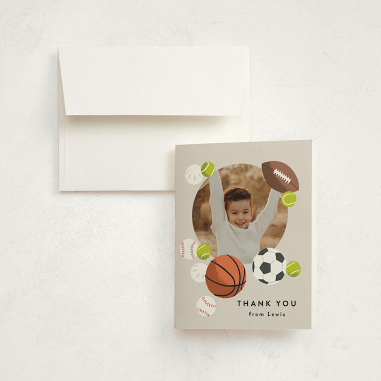 "Have a Ball" - Children's Birthday Party Thank You Cards in Fudge by Alethea and Ruth - Front