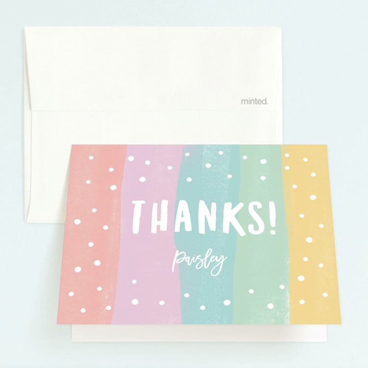 "rainbow one" - Children's Birthday Party Thank You Cards in Sherbet by Jennifer Wick - Front