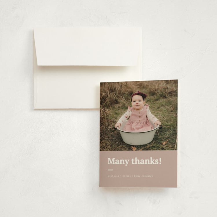 "Made it" - Children's Birthday Party Thank You Cards in Blush by Adelyn T. - Front