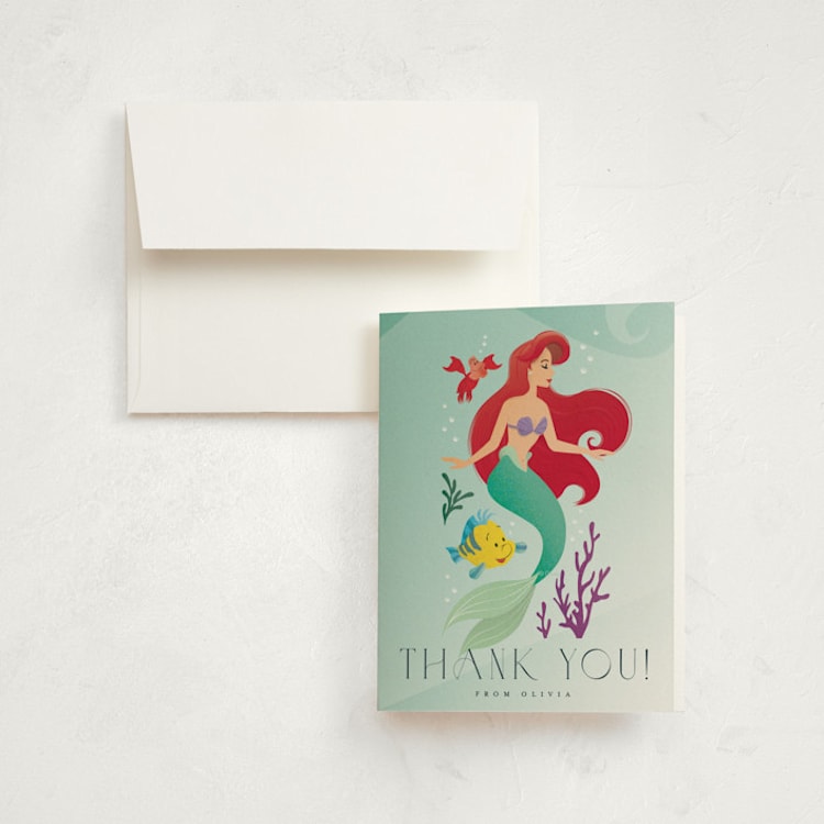 "Disney's Little Mermaid Sea Adventures" - Children's Birthday Party Thank You Cards in Ocean by Ana de Sousa - Front