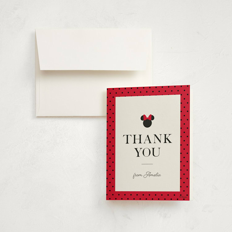 "Disney Simply Minnie Birthday" - Children's Birthday Party Thank You Cards in Strawberry by Julee London - Front
