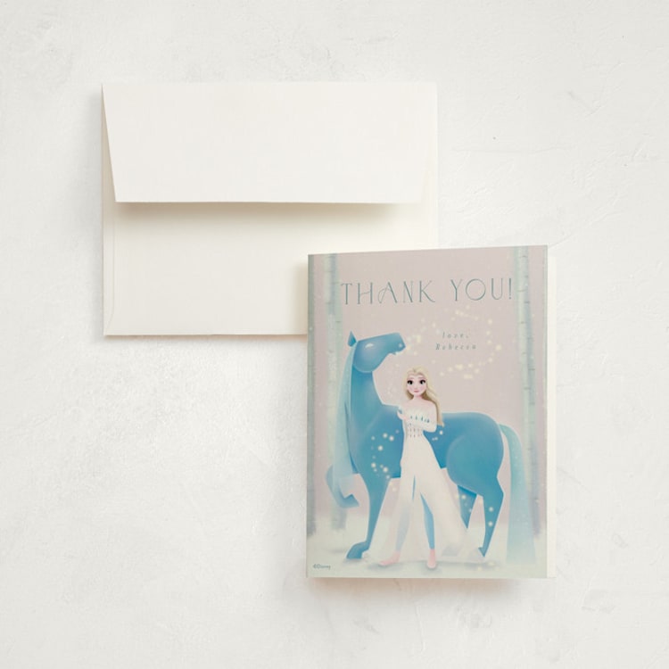 "Disney's Elsa and Nokk Magical Forest" - Children's Birthday Party Thank You Cards in Dawn by Kim Thoa - Front