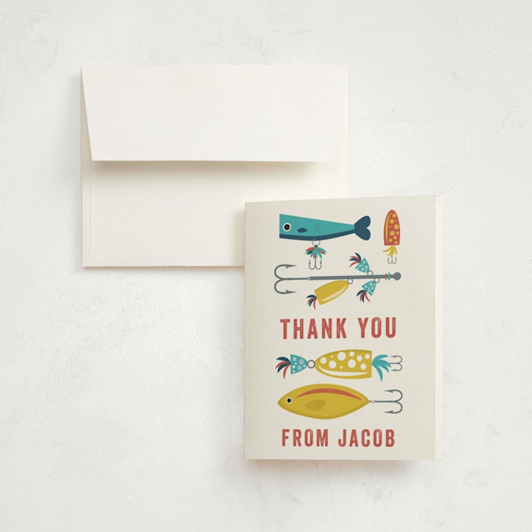 "Gone Fishin'" - Children's Birthday Party Thank You Cards in Ocean by Bethany Anderson - Front