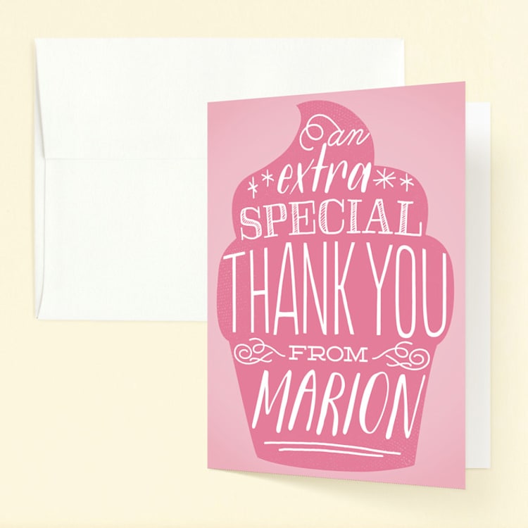 "Tasty Type" - Children's Birthday Party Thank You Cards in Cupcake by Jessie Steury - Front