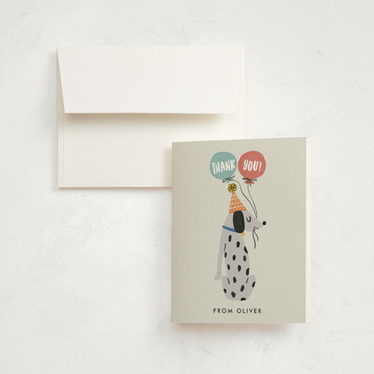 "Party Puppers" - Children's Birthday Party Thank You Cards in Classic by Lehan Veenker - Front