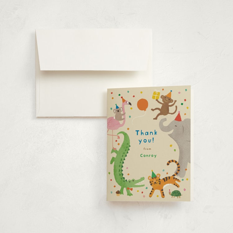 "confetti crew" - Children's Birthday Party Thank You Cards in Sugar Cookie by Jennifer Wick - Front