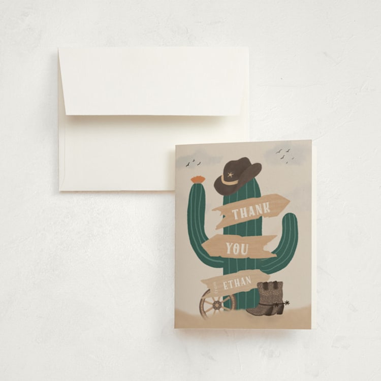 "cowboy party" - Children's Birthday Party Thank You Cards in Sand by Jelena Vuletic - Front