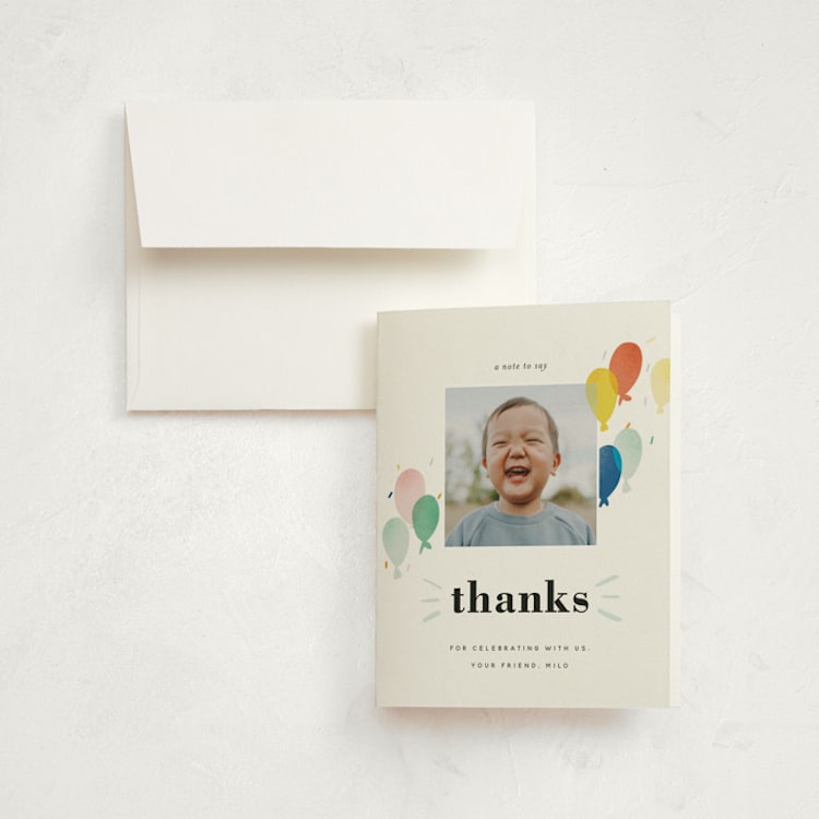"balloon overlay" - Children's Birthday Party Thank You Cards in Sea by Stephanie Hawkes - Front