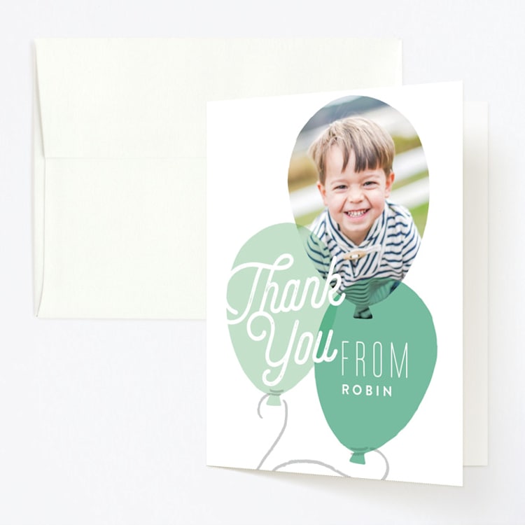 "balloon party" - Children's Birthday Party Thank You Cards in Azure by Alethea and Ruth - Front