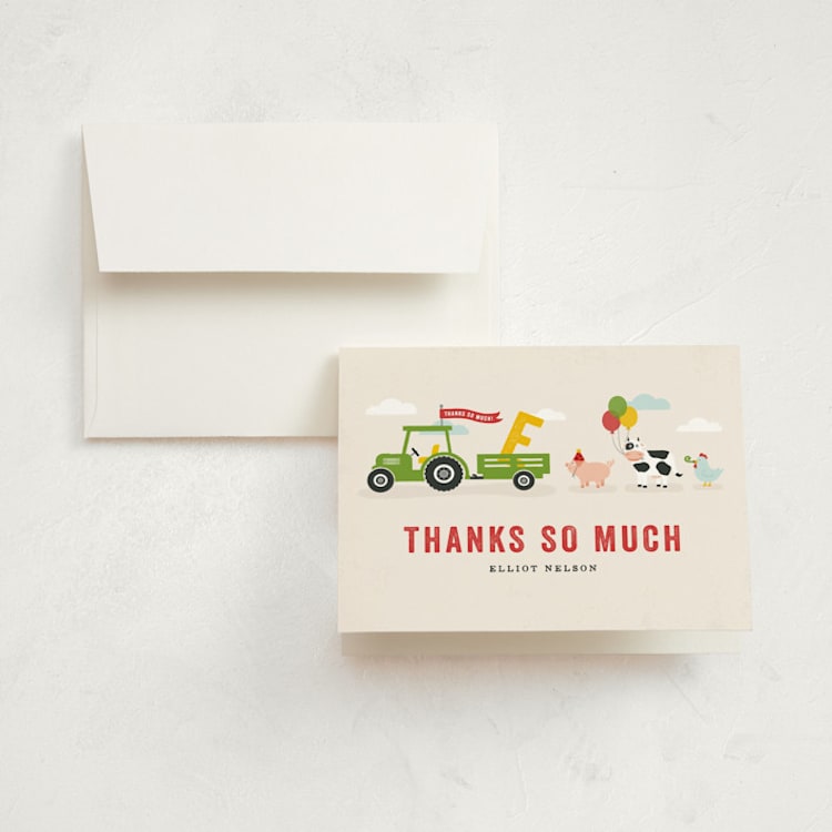 "Party Parade" - Children's Birthday Party Thank You Cards in Cream by Michelle Taylor - Front