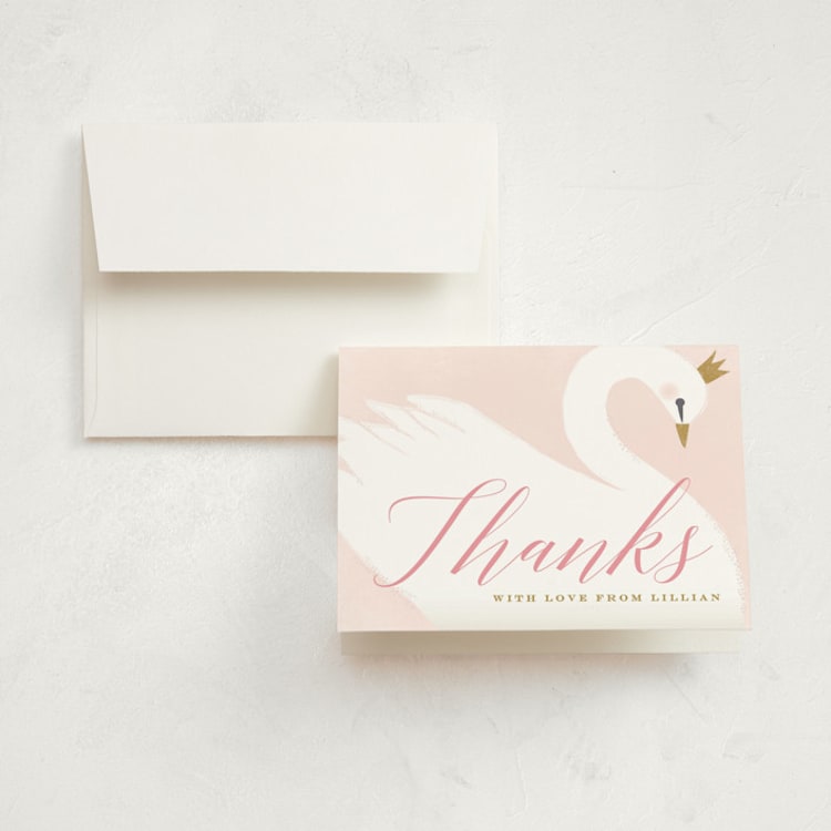 "sweet swan princess" - Children's Birthday Party Thank You Cards in Ballet Slipper by Karidy Walker - Front