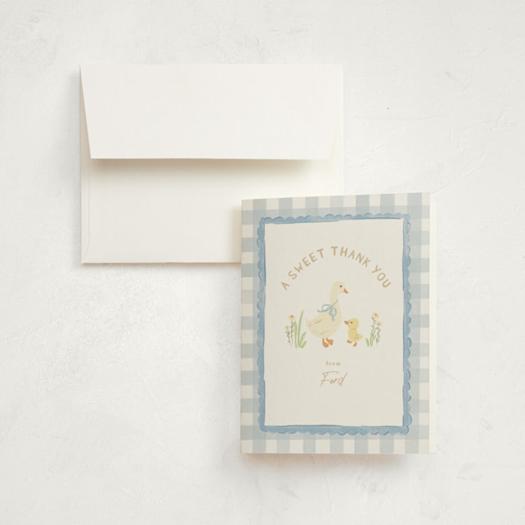"Vintage goose" - Children's Birthday Party Thank You Cards in Sky by Creo Study - Front