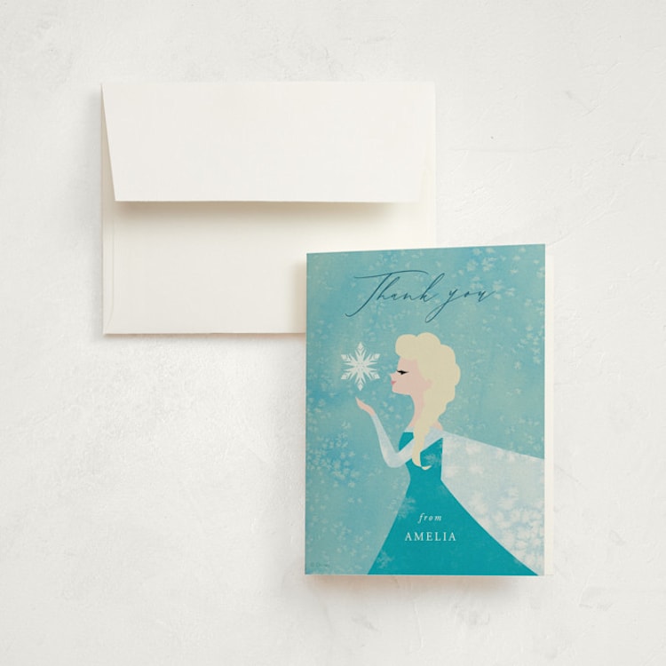"Disney Elsa's Snowflakes" - Children's Birthday Party Thank You Cards in Frost by Holly Whitcomb - Front