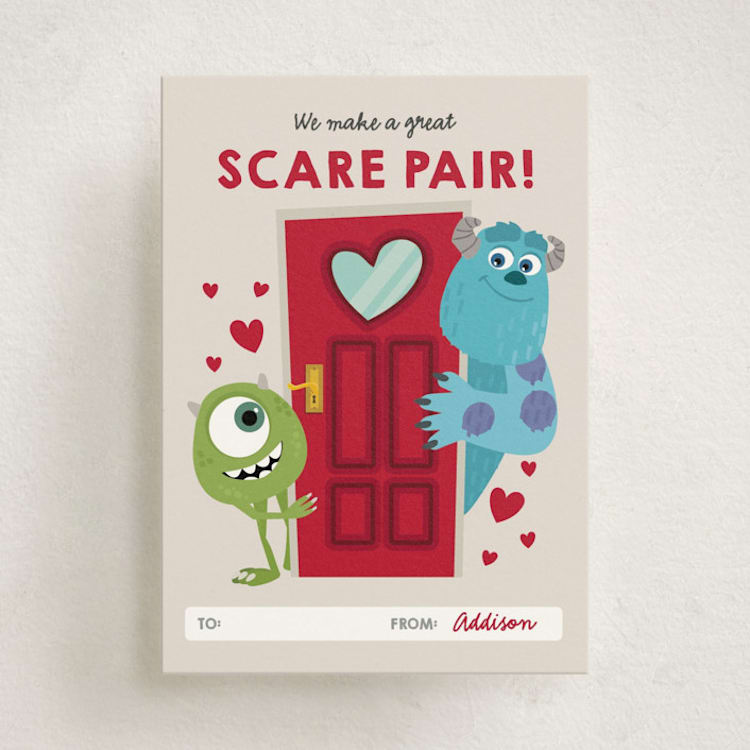 "Disney and Pixar's The Scare Pair" - Classroom Valentines in Cream by Oma N. Ramkhelawan - Front