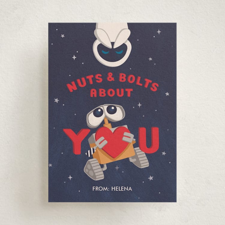 "Disney and Pixar's Wall-E and Eve" - Classroom Valentines in Navy by tinaleeart - Front