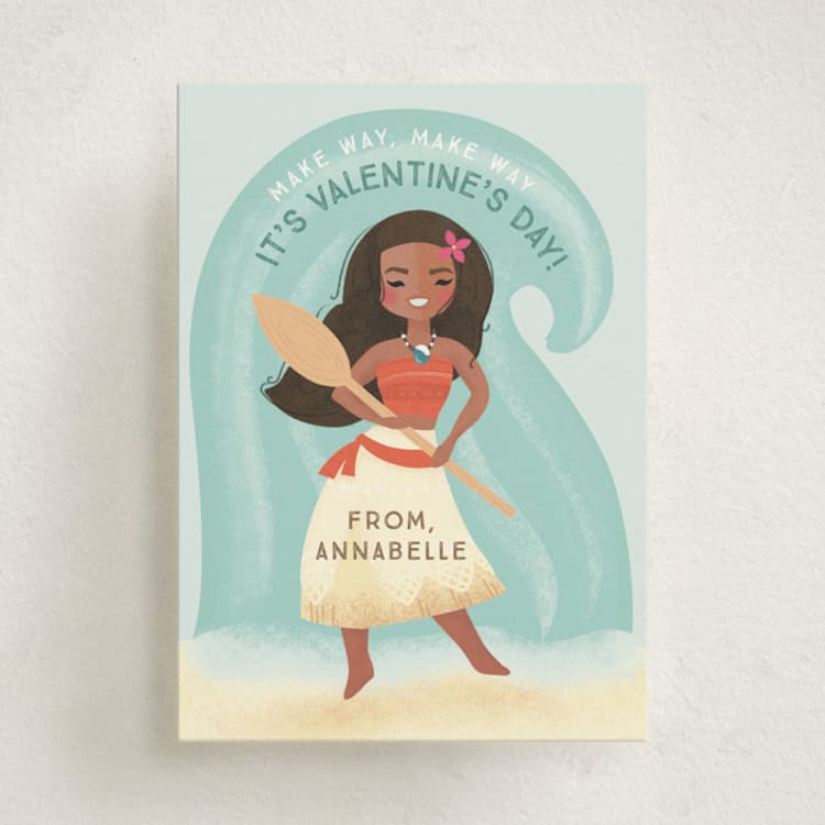 "Disney's Moana Make Way for Friendship" - Classroom Valentines in Aqua by Itsy Belle Studio - Front