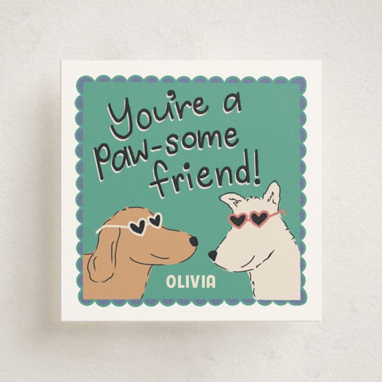 "Paw-some friend valentine" - Classroom Valentines in Spearmint by Sheryn Kingon - Front
