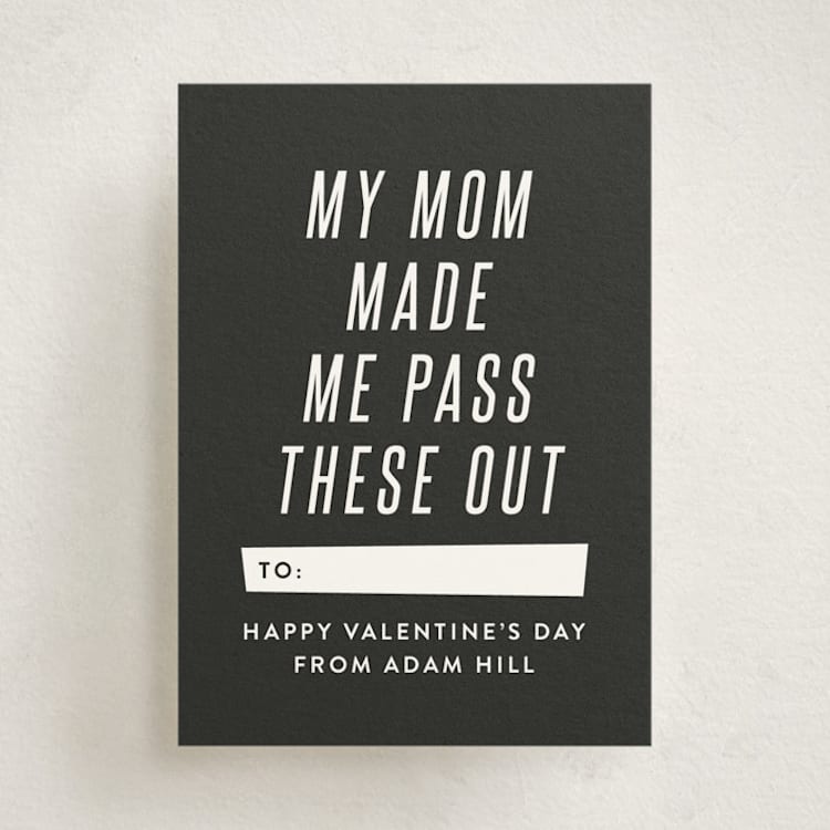 "Mom Made Me" - Classroom Valentines in Slate by Amy Payne - Front