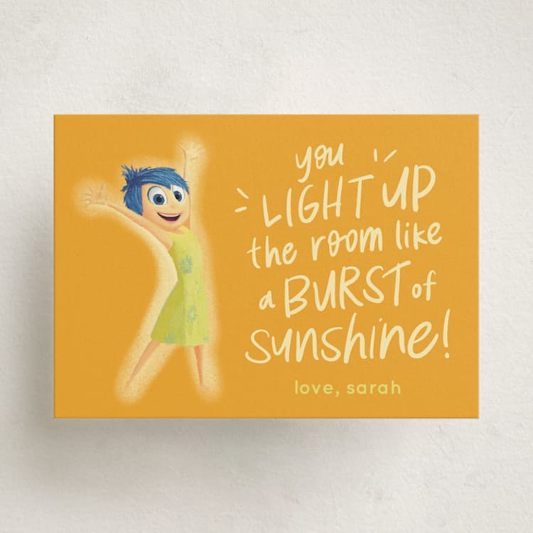 "Disney and Pixar's Joy Burst of Sunshine" - Classroom Valentines in Sunshine by Annie Montgomery - Front