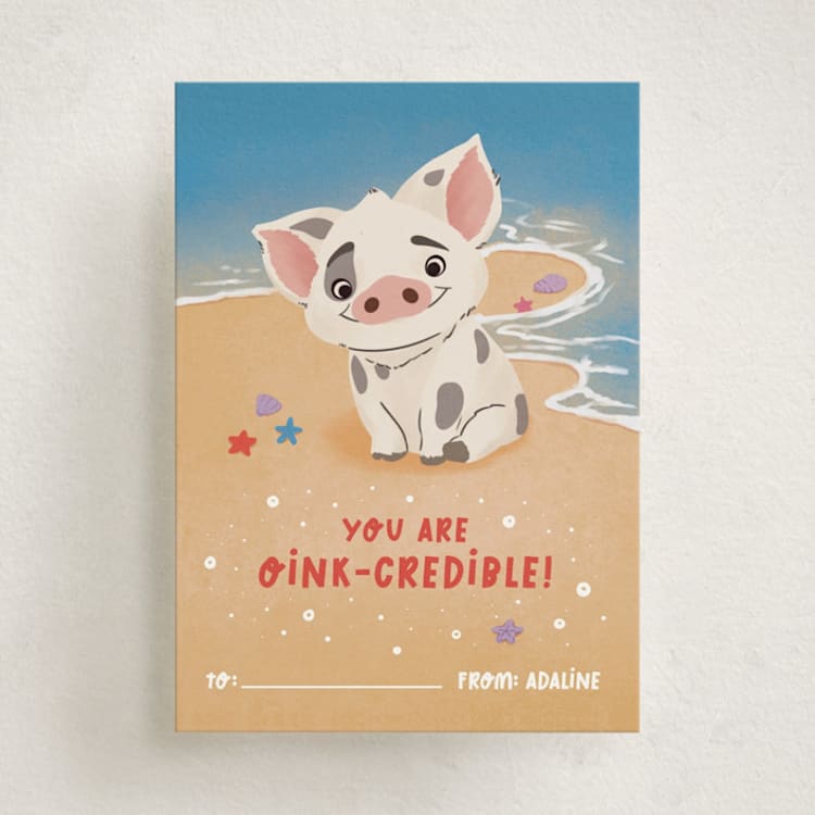 "Disney's Pua Oink-credible" - Classroom Valentines in Ocean by Zove Ahhh - Front