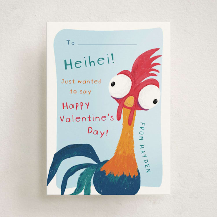 "Disney's Moana Hei Hei, Valentine!" - Classroom Valentines in Ocean by Kristen Knechtel - Front