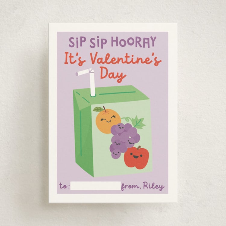 "Sip Sip Hooray" - Classroom Valentines in Grape by Annie Holmquist - Front