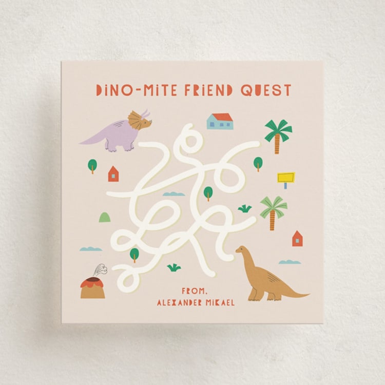 "Dinomite Quest" - Classroom Valentines in Vanilla by Kartika Paramita - Front