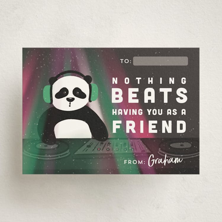 "BEATS" - Classroom Valentines in Teal Tempo by Lauren Jinhee - Front