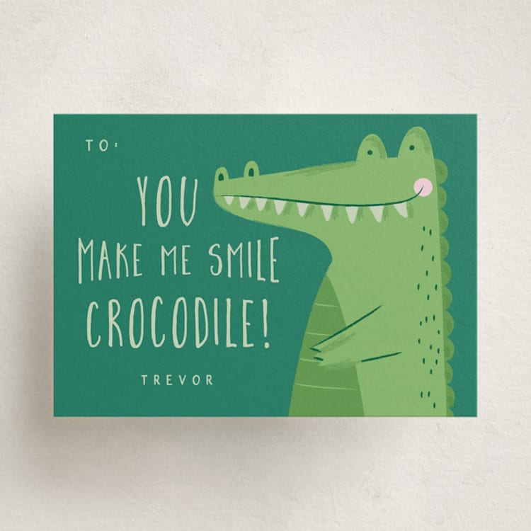 "Smile Crocodile" - Classroom Valentines in Pine by Kiersten Garner - Front