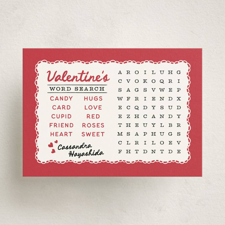 "word search" - Classroom Valentines in Strawberry by Kamala Nahas - Front