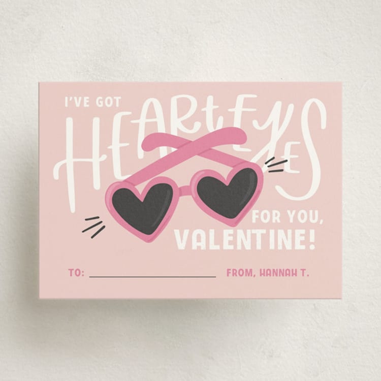 "Heart Eyes Sunglasses" - Classroom Valentines in Bubblegum by Olivia Goree - Front
