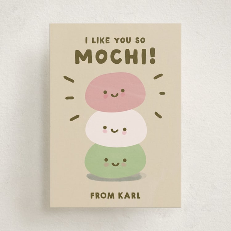 "So Mochi" - Classroom Valentines in Olive by Ani Somi - Front