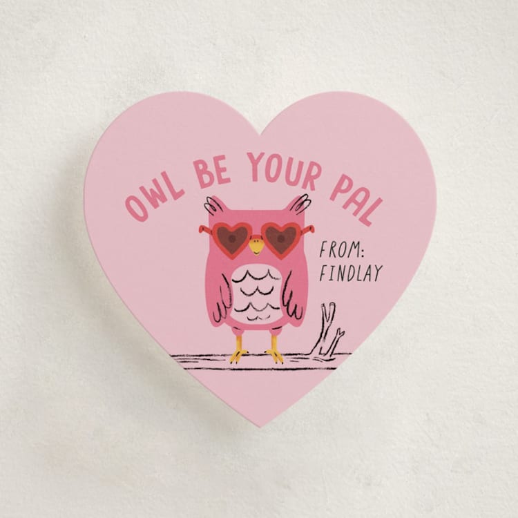 "Owl Be Your Pal" - Classroom Valentines in Pinky by mo kelley - Front