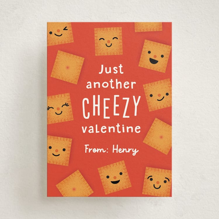 "Cheezy" - Classroom Valentines in Peach by Annie Holmquist - Front