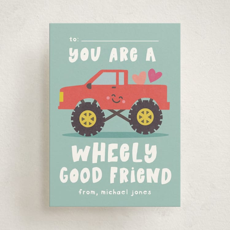 "Wheely good friend" - Classroom Valentines in Seafoam by Creo Study - Front
