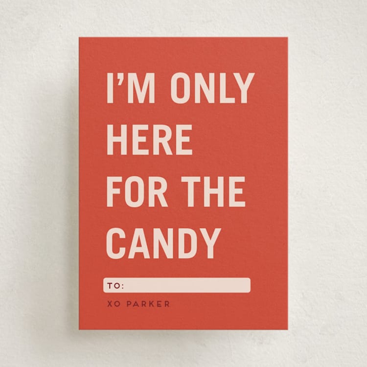 "Here for the Candy" - Classroom Valentines in Heart by Stephanie Hawkes - Front