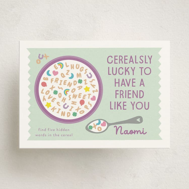 "So lucky" - Classroom Valentines in Mint by Annie Holmquist - Front