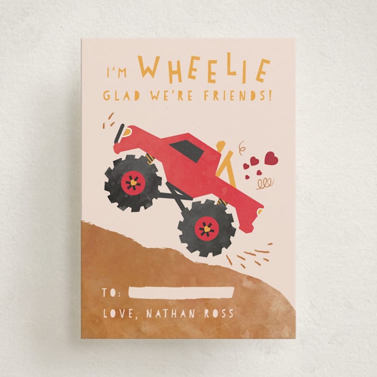 "wheelie truck" - Classroom Valentines in Berry by Kanika Mathur - Front
