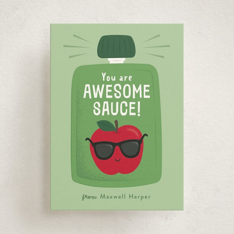 "Awesome Applesauce" - Classroom Valentines in Granny Smith by Kacey Kendrick Wagner - Front
