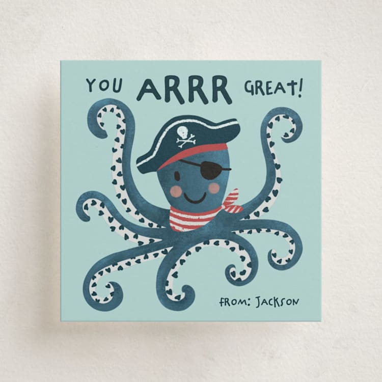 "Pirate Valentine" - Classroom Valentines in Ocean by Alice Nelen - Front