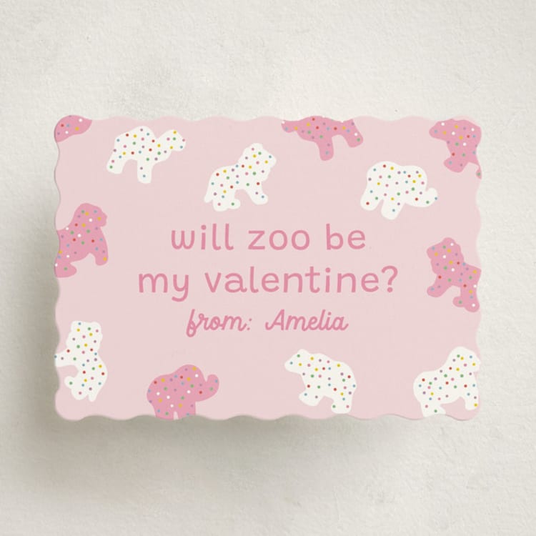 "Won't zoo be mine" - Classroom Valentines in Strawberry by Annie Holmquist - Front