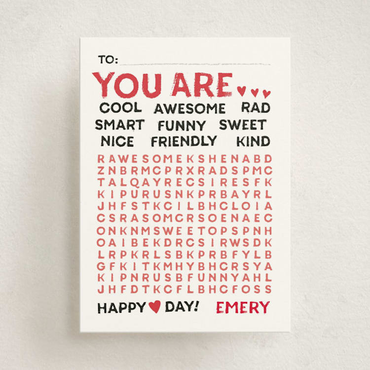 "Wonderful Words" - Classroom Valentines in Apple by Jessie Steury - Front