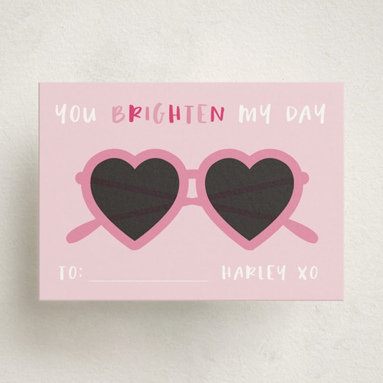 "Brighten" - Classroom Valentines in Bubblegum by Hudson meet Rose - Front