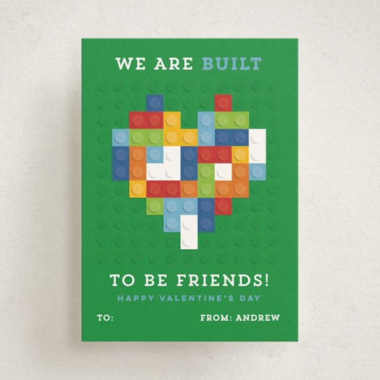 "Built to be friends" - Classroom Valentines in Grass by Michelle Taylor - Front