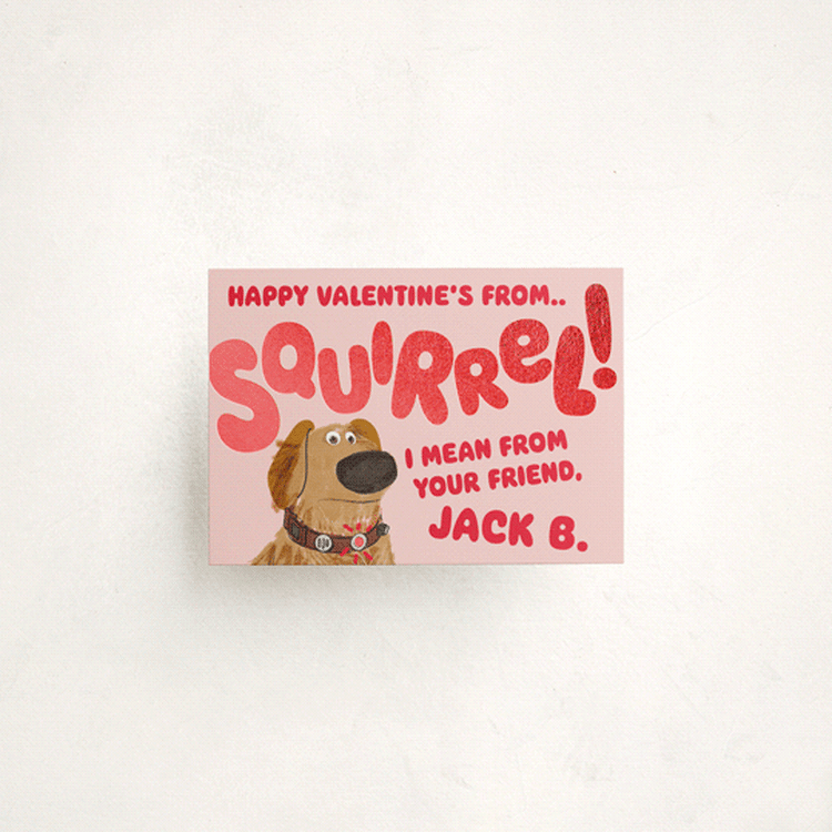"Disney And Pixar's Dug" - Classroom Valentines in Blush by Baumbirdy - Front